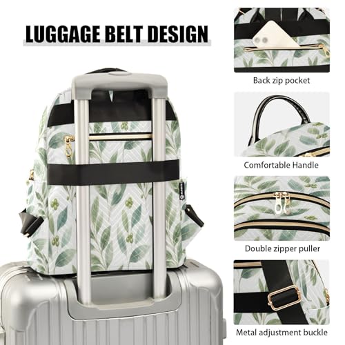 Mini sac à dos matelassé imprimé feuilles vertes ultra léger et moderne - 4