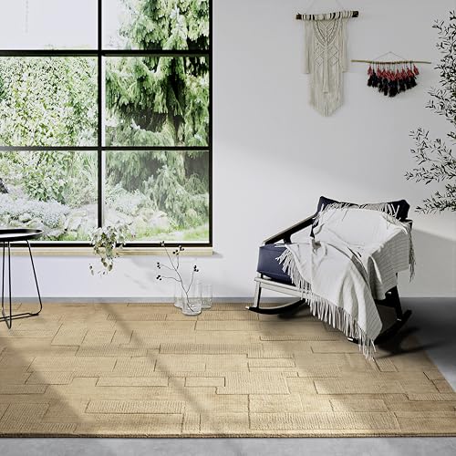Villeroy & Boch Wollteppich Wilhelmine - Natur Wohnzimmerteppich - Handgewebt & Umweltfreundlich - Boho Teppich Wolle für Wohnzimmer, Schlafzimmer, Esszimmer, Flur, Küche – Beige, 120x170 cm
