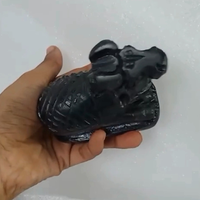 Estatua Nandi de Mármol Negro 3 Pulgadas 290g Artesanal miniatura 7