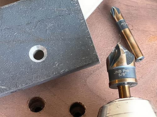 Jnb Pro Countersink Drill Bit Set For Metal - 5 Pc High Speed Steel With 5% Cobalt Hss-Co M35 Grade, Sizes 1/4", 3/8", 1/2", 5/8" & 3/4" - 5 Flutes 82 Degree - 1/4" Shank - Metal Countersink Bit Set #TOP3
