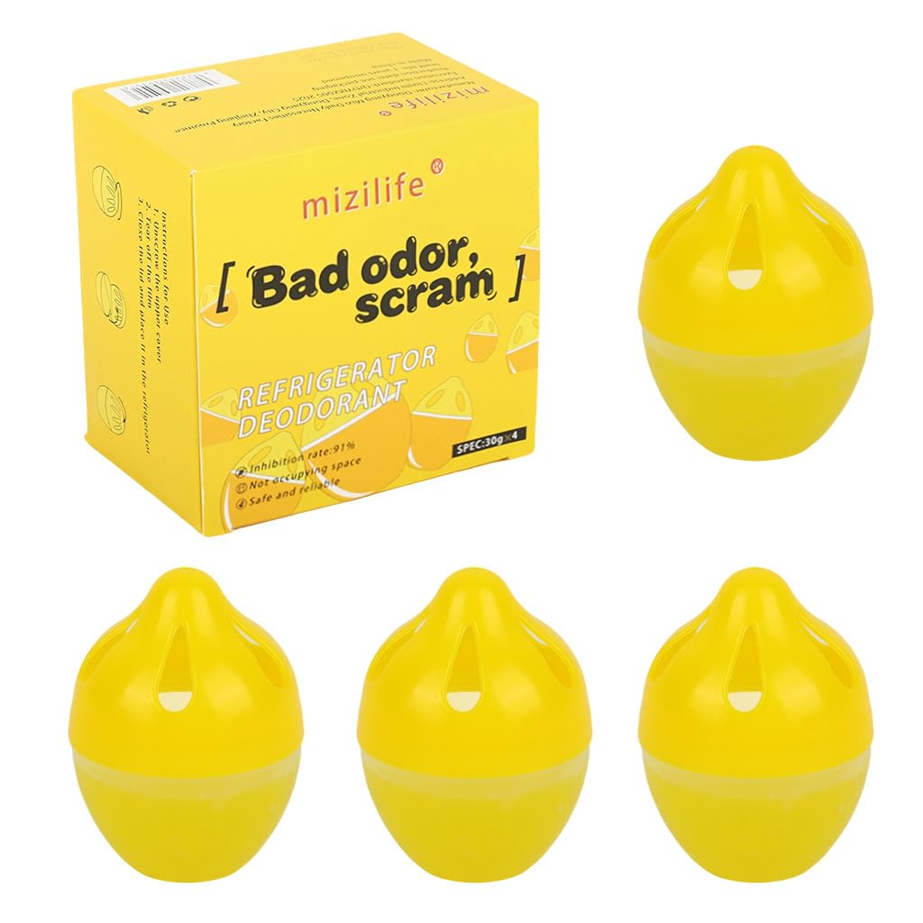 Supvox® Refrigerator Deodorizer Eggs,4 Pack Lemon Fridge Odor Eliminator, Food-Safe Refrigerator Freshener with Ventilated Design, 30 Days Long-Lasting Effective Odor Absorber,Compact Egg-like Size-image-28