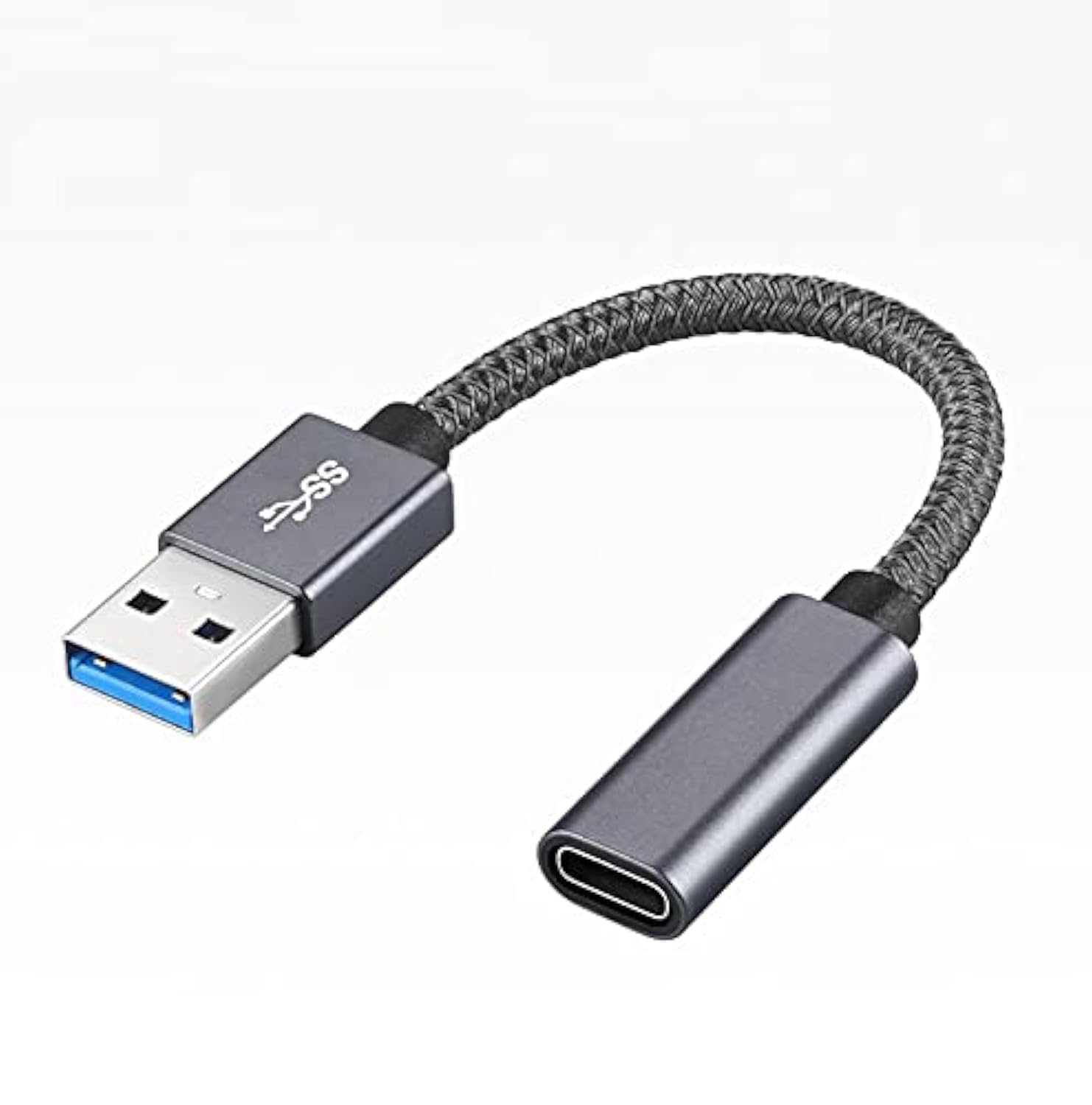 Type-C Data Cable USB3.1 A Male to C Female 10Gbps 3A Fast Charge OTG Audio Adapter Cable (Gray)
