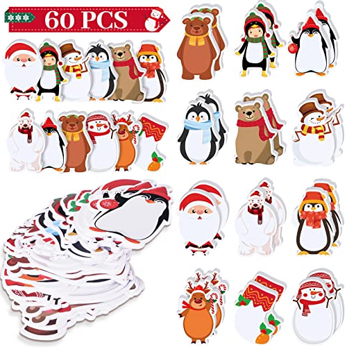 Blocs-notes de Noël autocollants : lot de 60 post-it bonhomme de neige et Père Noël