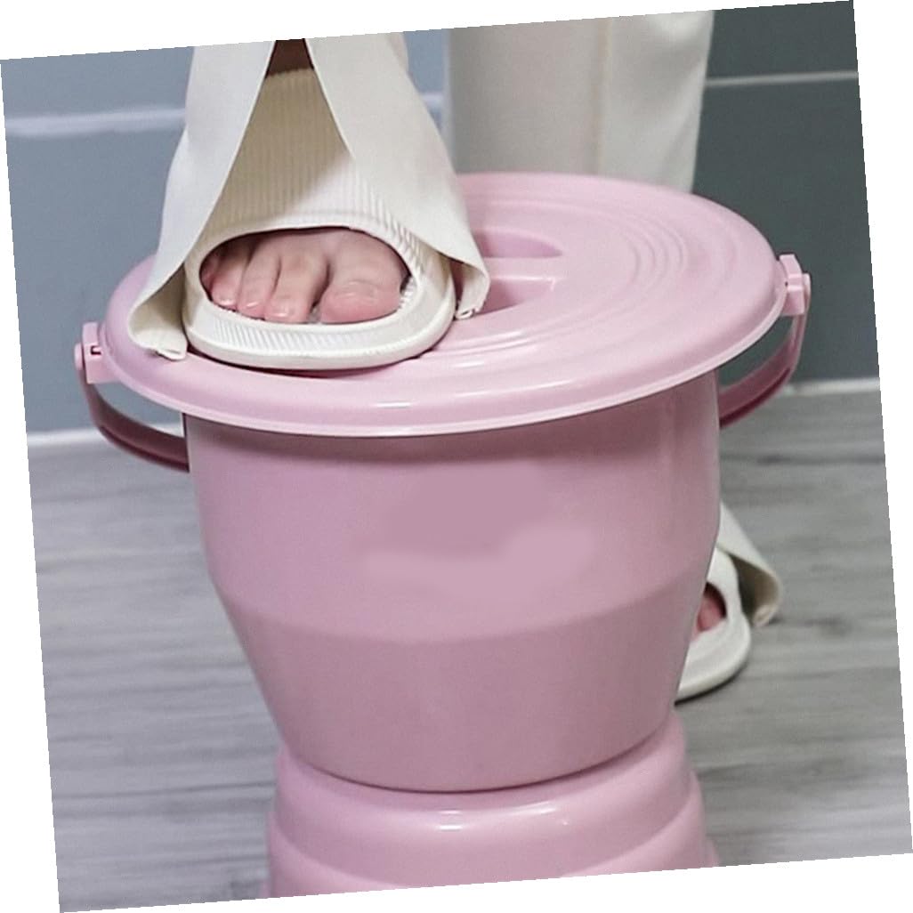 Vasino Portatile Coperto in Plastica Rosa per Bambini e Disabili | Superficie Liscia, Riutilizzabile, Uso Domestico, Design Manico, Formato Compatto