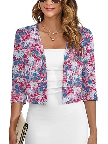 Image of Heymoments Women's Thin Shrugs 3 /4 Sleeve Lightweight Cropped Sweaters Open Front Cardigan for Dress