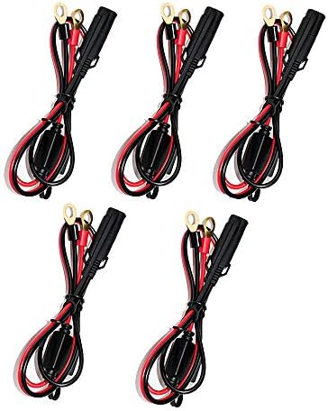 iMESTOU 2FT SAE O Ring Terminal Harness with 10A Fused 2-Pin Quick Disconnect Plug (5PCS-Pack)