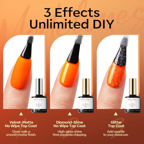 Image of modelones 24PCS Fall Gel Nail Polish Kit, Red Brown Green Yellow Orange Gel Polish Set Soak Off Nail Polish Kit with Glitter, Glossy and Matte Top Base Coat DIY Manicure at Home