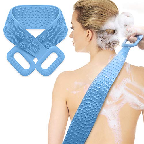 Silicone Bath Body Brush,Back Clean Exfoliating Massage,Back Scrubber for Shower,Remove Dust and Mud From All Parts of The Body(blue)