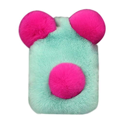 Aikeduo For Iphone 6 6S Case 4.7 Inch Bling Luxury Cute Warm Handmade Panda Bear Furry Soft Fur Hair Iphone 6 3D Case Cover (Green) #TOP6