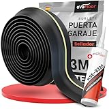 EVAFLOOR® Burlete Puerta Garaje 3M | Evita Agua, Polvo y Frío - Instalación Sencilla | Goma Puerta Garaje | Incluye Silicona para EDPM (3 m)