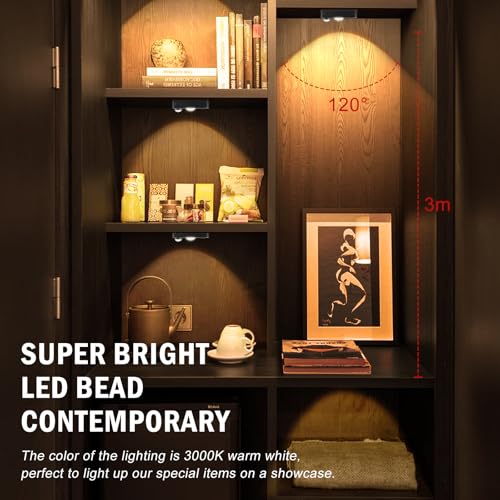 Image of Black Motion Sensor Night Light, Wireless Rechargeable Puck Lights for Cabinet, Dimmable Stick on LED Closet Lights, Warm White Motion Sensor Light Indoor(6 Pack)
