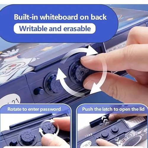 Image of ZAFCO Plastic Astronaut Magnetic Pencil Box for Kids Password Lock Large Capacity Space Theme for Boys and School Going Children Stationaries Organizer Return Gift School Supplies| Pack of 1, Blue