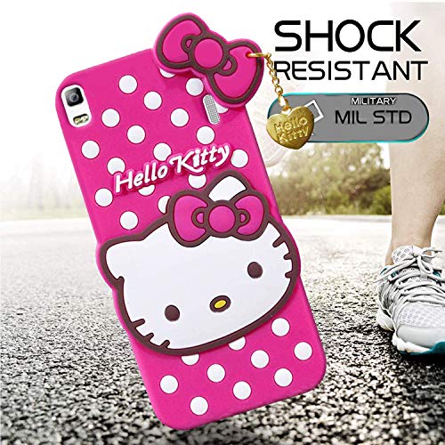 Image of Unirock Hello Kitty Back Case Cover for Lenovo K3 Note| 3D Cute Hello Kitty Case |Soft Silicone Rubber Back Cover with Pendant Kitty Cover for Lenovo K3 Note (Pink)