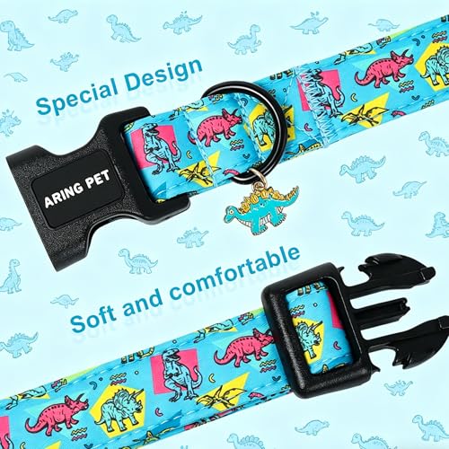 Image of ARING PET Boy Dog Collar for Puppy Small Medium Large Dogs-Blue Dinosaur XS