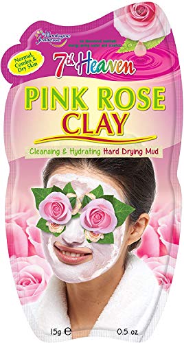 7th Heaven Pink Rose Clay Hard Drying Mud Mask with Damask Rose, Marula Oil and Shea Butter for Cleansing and Hydration, Ideal for Normal, Mixed and Dry Skin, 0.021 kg - Image 3