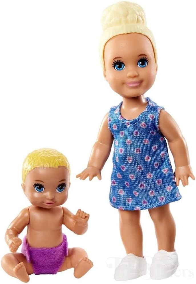 Barbie Skipper Babysitters Inc Baby & Toddler Mini Doll 2-Pack (Blonde, Hearts)