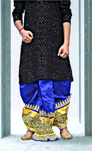 Image of Men's Ready to Wear Pant System Printed MAYUR PUCHHA Dhoti for Marriage, Pooja, Festival etc.(GC010)