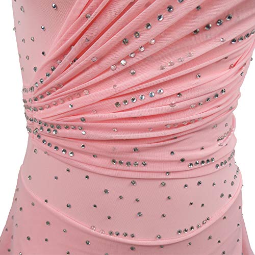 LIUHUO Vestido feminino de patinação na silhueta, traje de competição com strass rítmico brilhante e