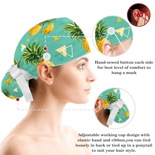 Image of Red Blooming Rose Flowers Black Working Cap with Scrunchy and Ribbon Tie for Women, Long Hair