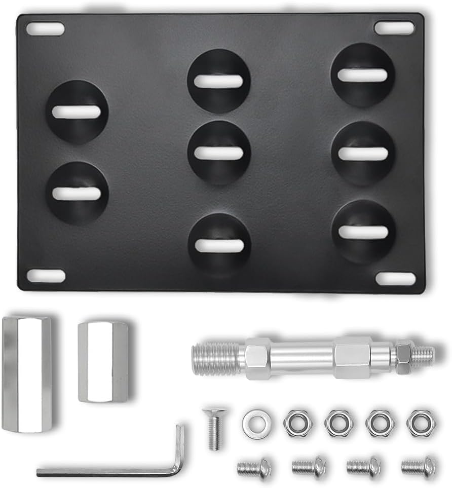 GTP Front Bumper Tow Hook License Plate Mounting Bracket Holder Relocator Compatible with Audi 08-16 A4 S4 (B8 ONLY), 08-15 A5 S5 RS5, 13-15 A7 S7 RS7