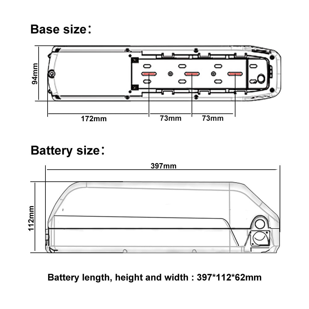 Batterie per biciclette elettriche da 36 V e 48 V da 20 Ah, 25 Ah Batterie per biciclette elettriche da 52 V adatte per le batterie di ricambio delle biciclette elettriche Ouxi V8 Q20 (36V15.6Ah)