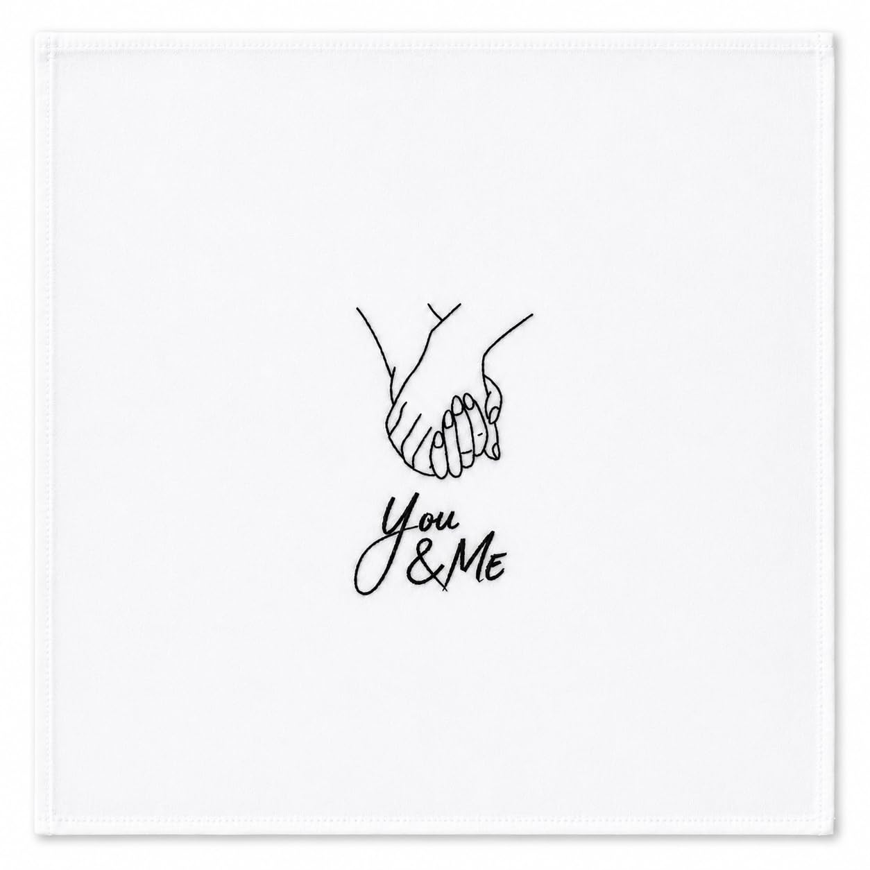You & Me Holding Hands Embroidered Cotton Handkerchief-image-12