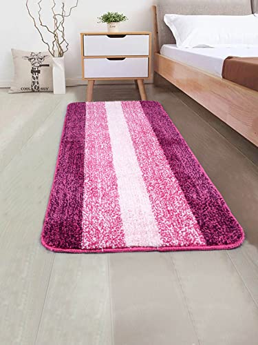 Saral Home Striped Soft Microfiber Durable & Washable Multipurpose Bedside Runner for Home/Kitchen/Living Area/Lobby/Office Entrance with Anti Skid Backing (Pink, 50 Cm X 100 Cm) (B07TM3J18T) Amazon Price History, Amazon Price Tracker