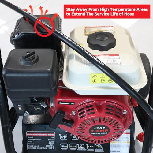 3/8" Non Marking Pressure Washer Hose 150 FT,Kink Resistant Power Washer Replacement Hose Steel Wire Braided for Hot and Cold Water, with M22 14mm to 3/8" Swivel Quick Connect, 5000 PSI (150FT) by YETIANICAL - Image 7