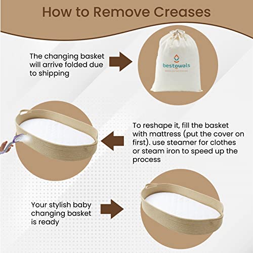 Baby Changing Basket For Baby Dresser, Moses Basket For Babies, Cotton Rope Diaper Changing Basket, Unisex Baby Moses Basket, Foam Diaper Changing Pad For Dresser, Changing Table Topper For Dresser #TOP7