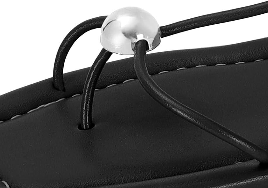 Strappy Flat Sandals for Women Comfortable Open Square Toe Sandals Dressy Beach Thong Flip Flop Slides Sandals - Image 7