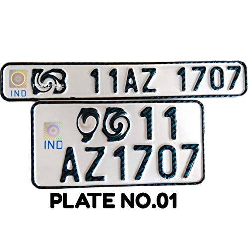 Image of Pradeep Bike|Personalized Printed Bike NumberSheet,Front&Back,Fancy,Anti Rust,Reflective, Embossed Characters with buyer's Vehicle Number on Aluminium Plate | for Bike (Pre Hole, White)