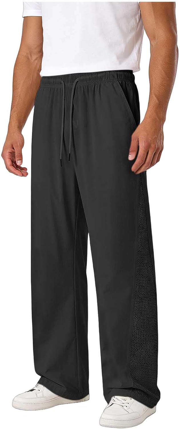 Men Casual Pants :Fashion Lightweight Solid Color Comfy Long Trousers Yoga Workout Running Leggings with Pockets