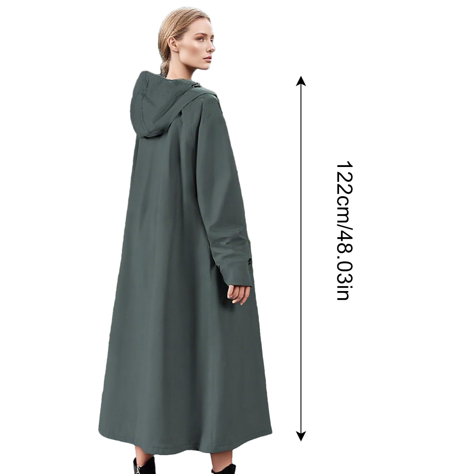 Chubasquero largo | Chubasquero impermeable largo protector de lluvia, poncho reutilizable a prueba de viento para actividades al aire libre, cortavientos ligero para camping, pesca, viajes
