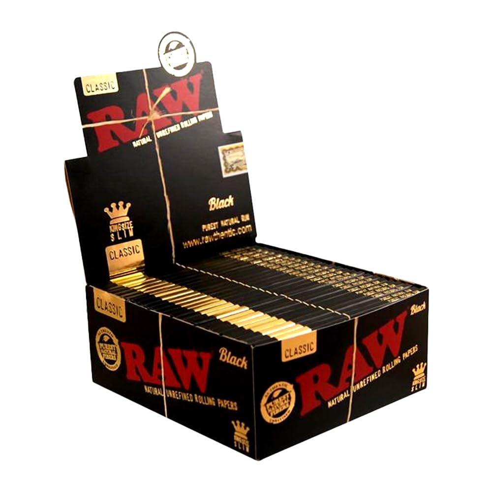 RAW 18236 Black King Size Slim Classic Ultrad?nn-50 Heftchen a 32 Blatt, Papier
