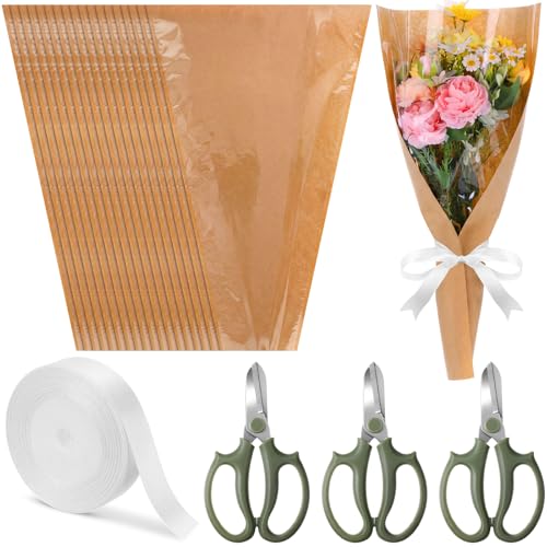 Lanties 54 Pcs Flower Wrapping Sleeves 22 x 14.4 in