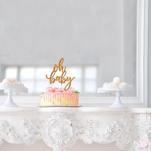 Miniatura 9 de Decoración de pastel Golden Oh Baby, decoración de pastel de fiesta de bebé, bautismo de bebé o decoración de pastel de fiesta de revelación de