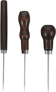 3pcs Leather Crafting Awl with Wooden Handle for Stitching