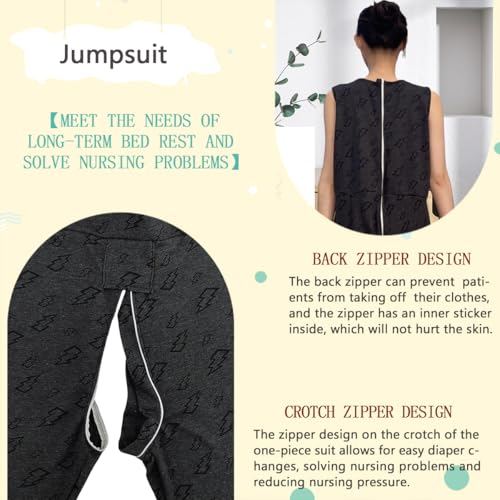 Image of Unisex Anti-Strip Adaptive Jumpsuit with Back-Zipper,Vest Trousers,Suitable for Seniors,Dementia Patient,Alzheimer's Patients,Incontinence Care