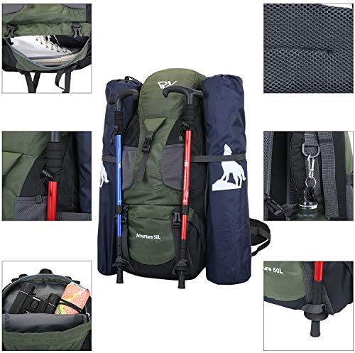 50L Hiking Backpack, Waterproof Lightweight Daypack for Outdoor Camping Travel