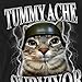 Popfunk Tummy Ache Survivor Cat T Shirt – Funny Animal Meme Tee for Men or Women, Unisex Adult, Black, Large