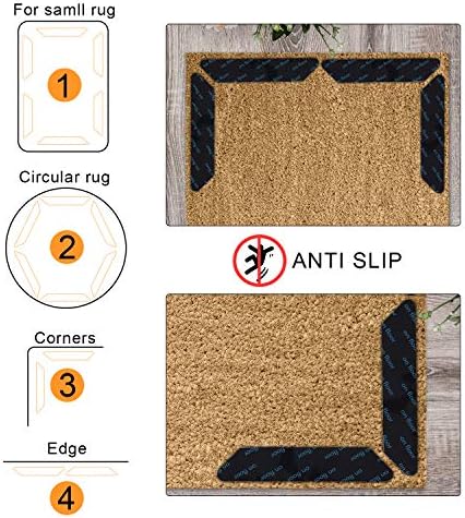 JESTIES Pack of 10 Anti-Slip and Reusable Rug Grippers for Wooden and Hard Floors, Washable Rug Pads or Carpet Stickers for all Types and Sizes of Rugs
