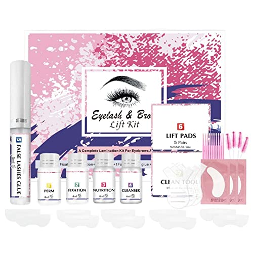 Lash Lift Kit & Brow Lamination Kit, 2 in 1 Professional Lash Lift and Eyebrow Lamination Kit, Premium Lash Lift and Tint Kit, Suitalbe for Home and Salon (Lucky Pink)