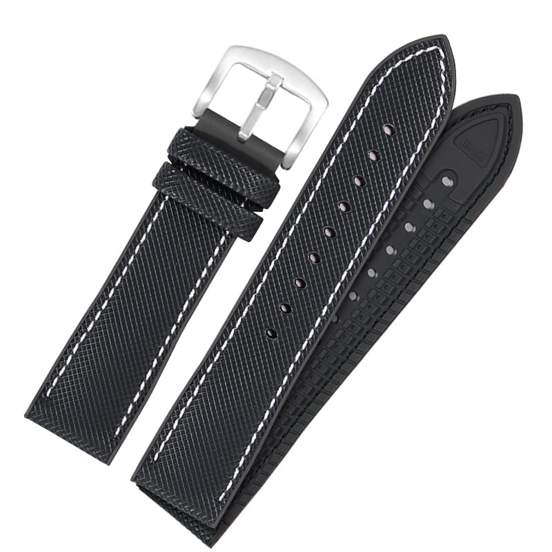 Bracelet montre caoutchouc nylon anti transpirant 19mm pour Omega Seamaster