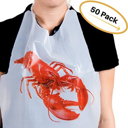 [50 - Pack] Disposable Lobster Bibs 22in by 16in [Seafood Bibs by VictoGo]