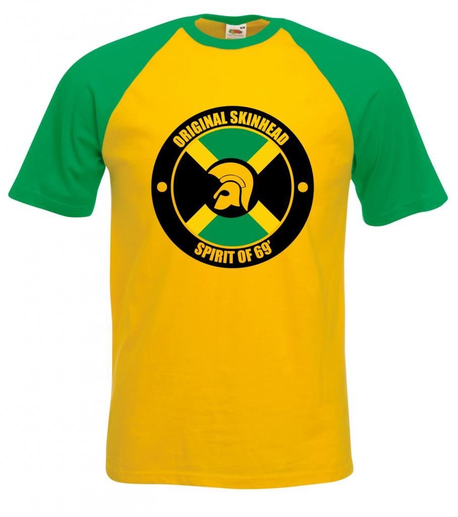 Tribal T-Shirts Men's Original Skinhead Spirit of 69 Men's Baseball T-Shirt XX-Large Yellow