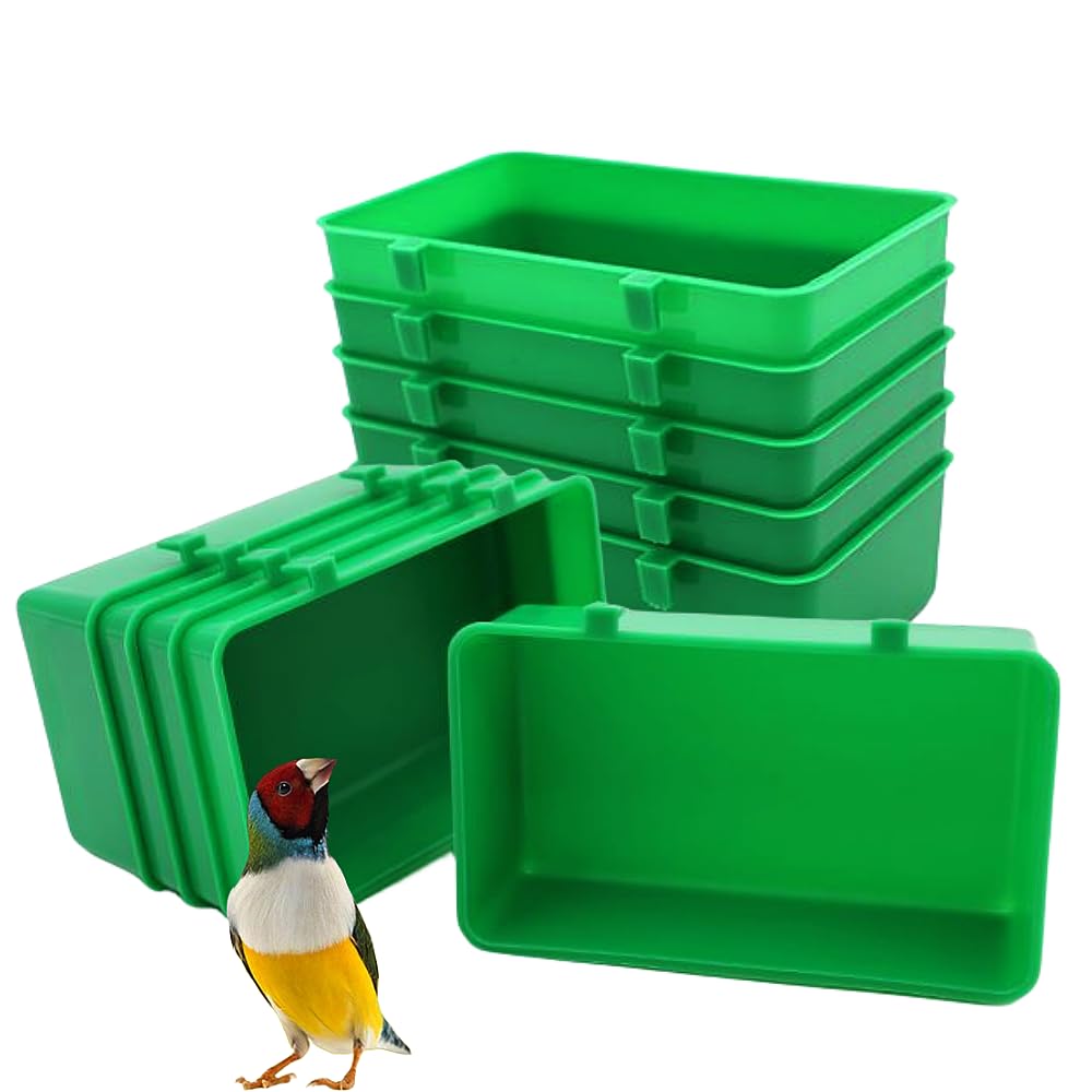 12 Pcs Bird Plastic Feeder,Seed Food Feeding Cups Plastic Hanging Bowl for Pet Parrot Parakeet Gamefowl Poultry Pigeon,Green