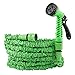 Juskys Flexibler Gartenschlauch Aqua - Wasserschlauch flexibel dehnbar bis 15 m — Flexischlauch knickfest mit 7-Funktions-Handbrause & Adapter — Grün