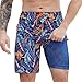 Mens Swim Trunks with Compression Liner Hawaiian Leaf Board Shorts 9 inch Quick Dry Swimming Shorts with Zipper Pockets