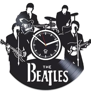Wall Clock Music Legend Rock Band Lovers Vinyl Record Artwork Handmade Wall Decor Non Ticking Clock Fathers Day Gift Idea Christmas Gift for Grandparents - Les Beatles, Paul McCartney, John Lennon, RIngo Starr, George Harrison