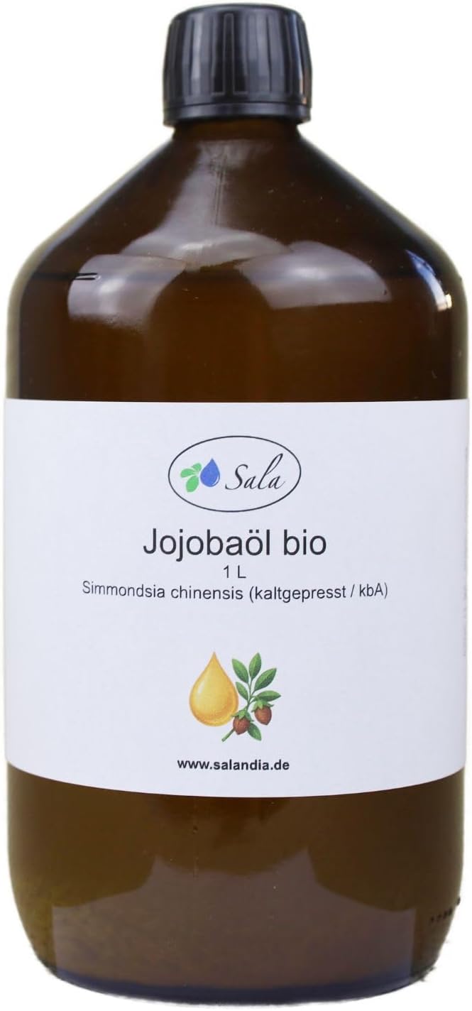 Sala Olej jojoba tłoczony na zimno bio 1 l 1000 ml szklana butelka